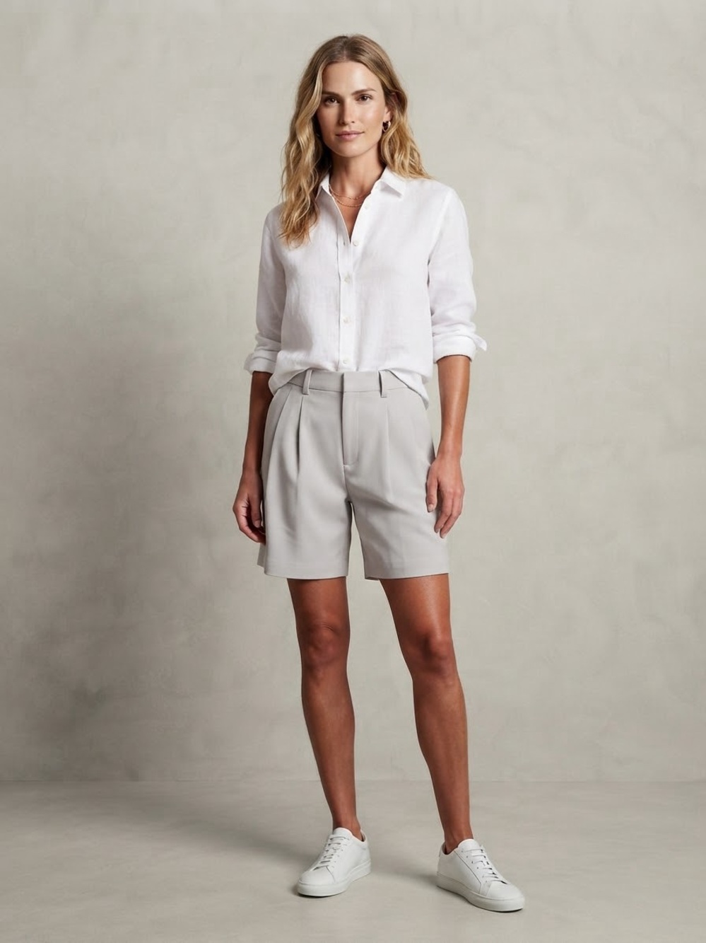 Quince Ultra-Stretch Crepe Pleated Shorts Light Grey Stone Size 2 Like New